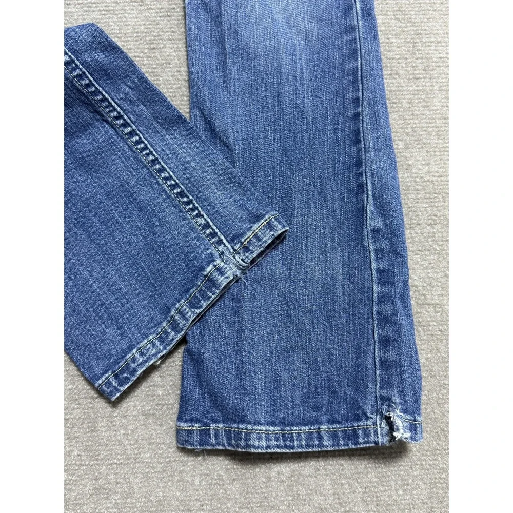 Levis Jeans‎ Womens 3 Medium Blue Bootcut Stretch Denim Distressed Raw Hem